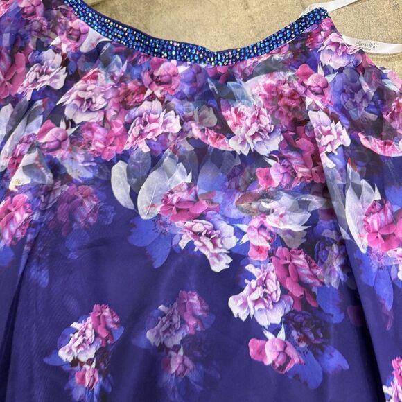 Ellie Wilde Mon Cheri EW21837S Rhinestone floral flowy skirt - Picture 3 of 7